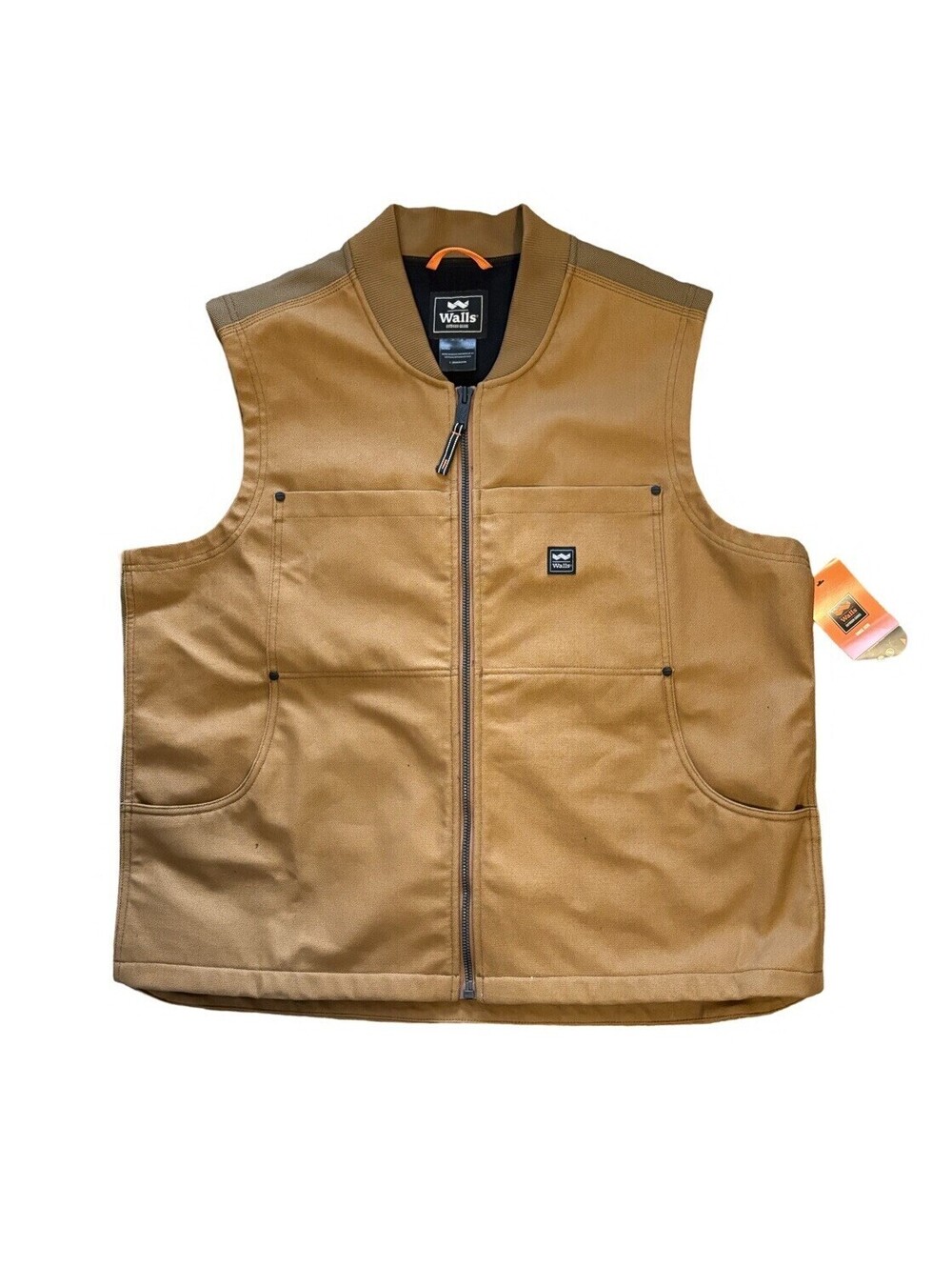 Walls Workwear Vest Regular Front Pockets Duck Canvas Zip Up Men's Size 2XLR New